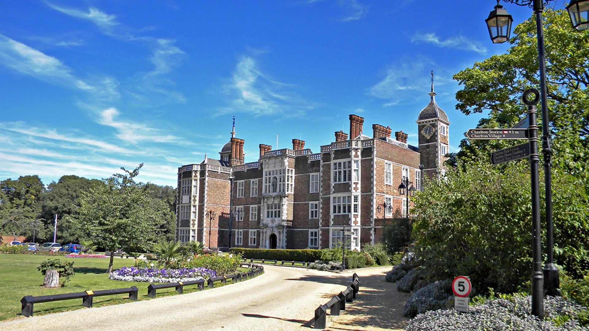 The front view of Jacobean mansion Charlton House in Charlton.