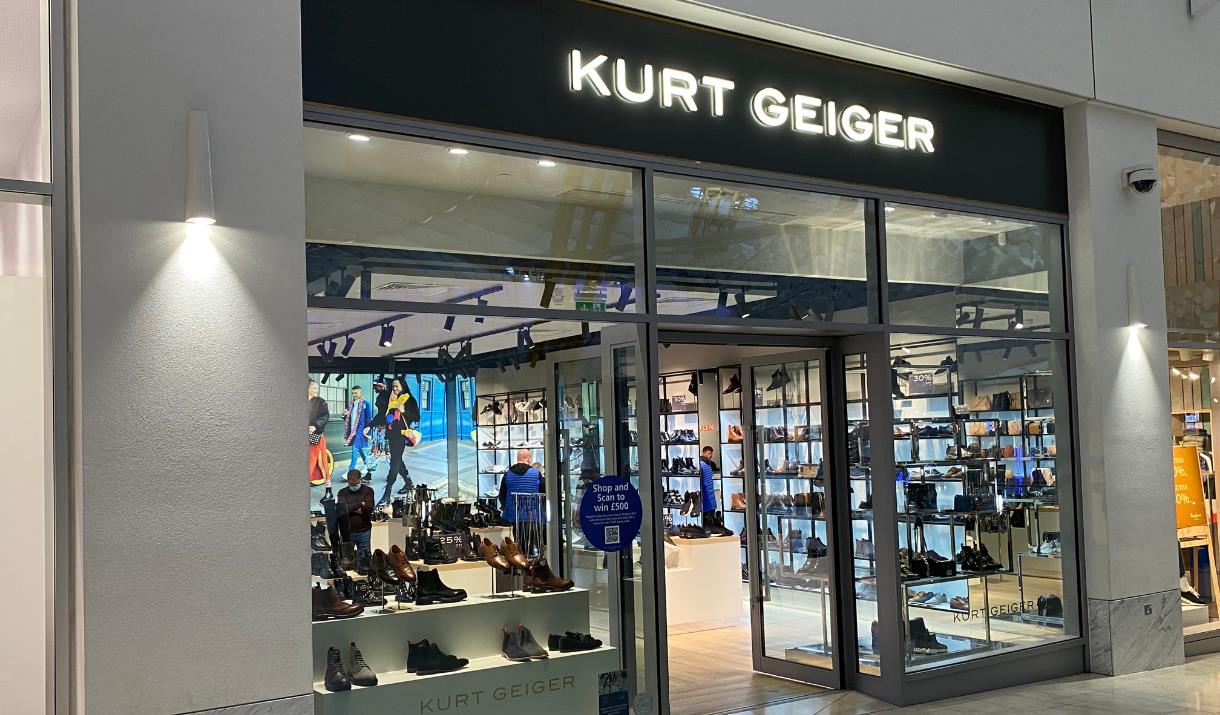 Outside Kurt Geiger at The O2. A nice looking shop with a large selection of items.