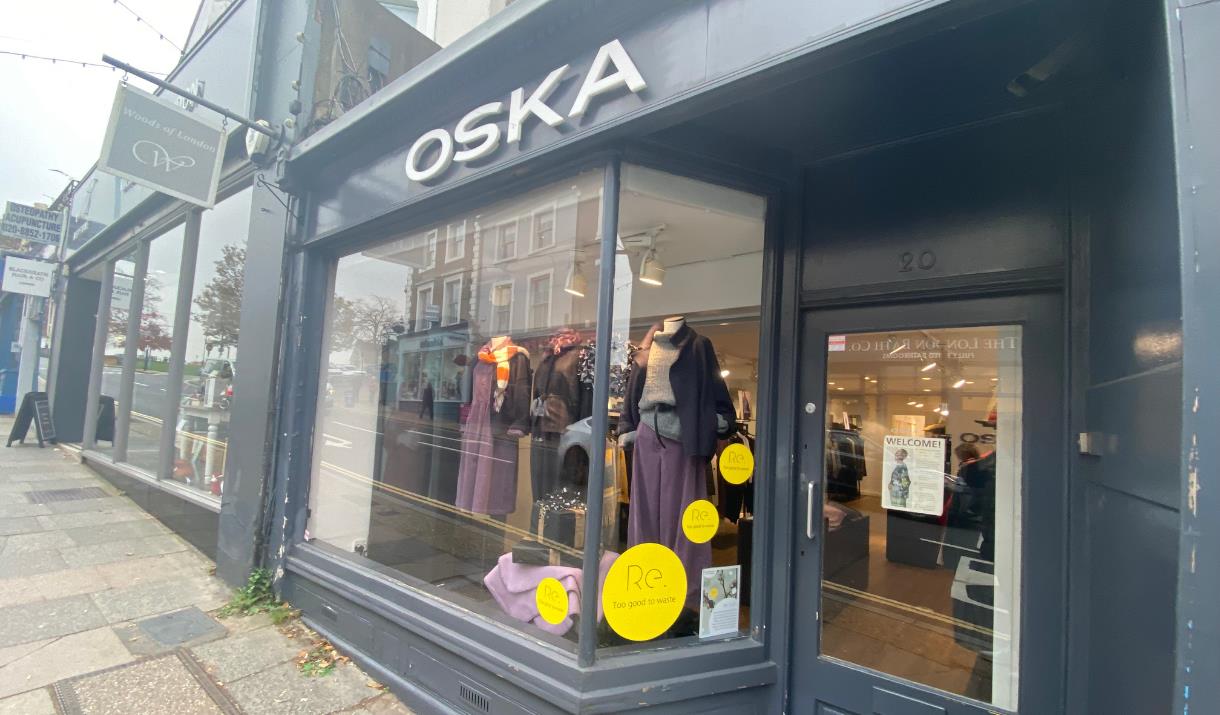 Outside OSKA Blackheath, a minimalist and modern styled shop.