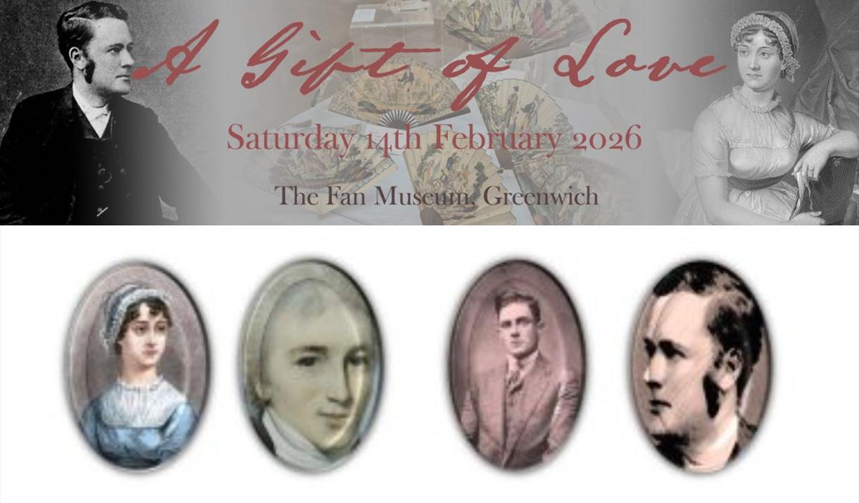 A banner for 'A Gift of Love – A Valentines Day Reading 2026' featuring E.C. Lefroy on the left and Jane Austen on the right