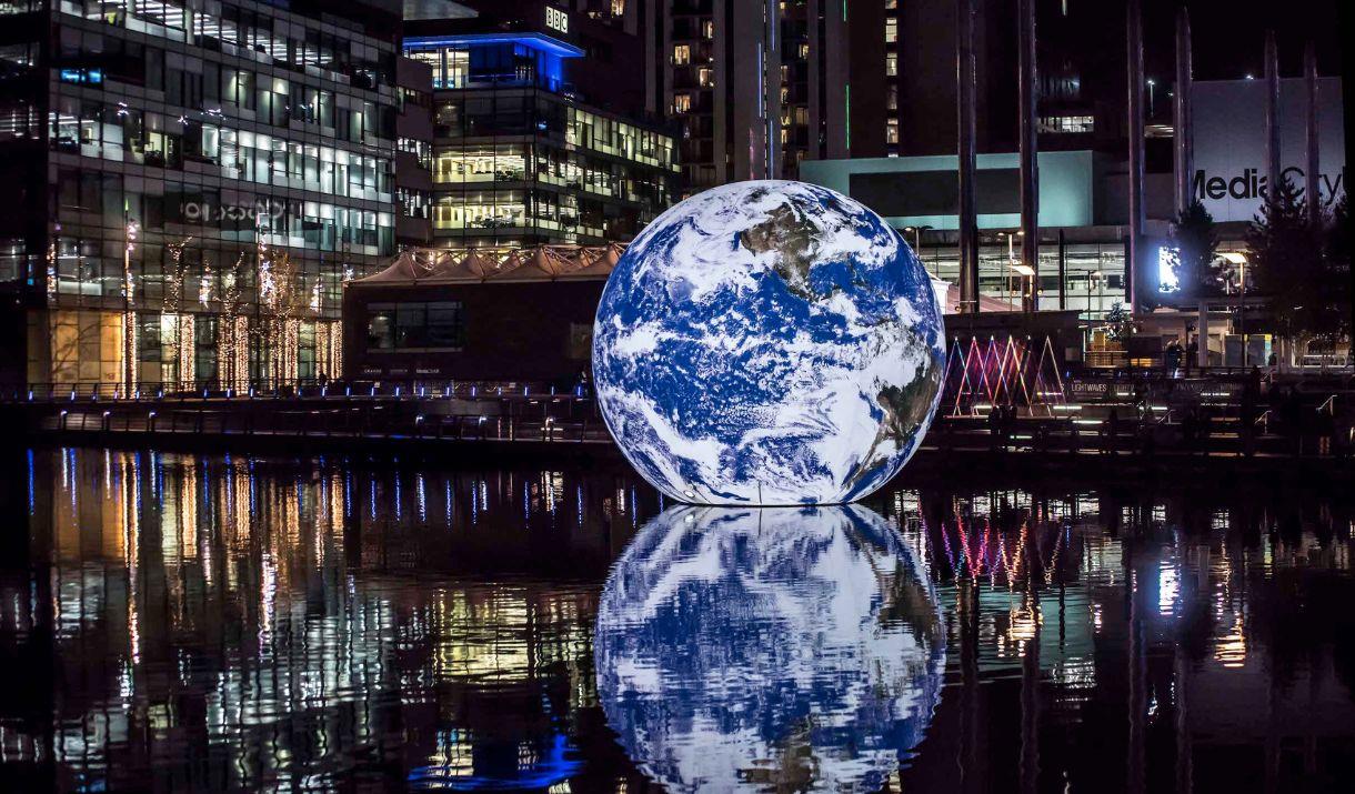Floating Earth, a magical globe by artist Luke Jerram will be floating in the water of Middle Dock