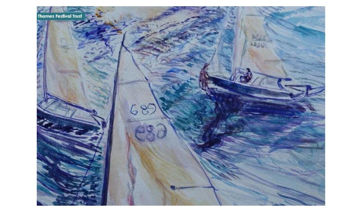 Exhibition on artwork curated by Joy GIrvin and Carla Pengilly about the River Thames and foreshore