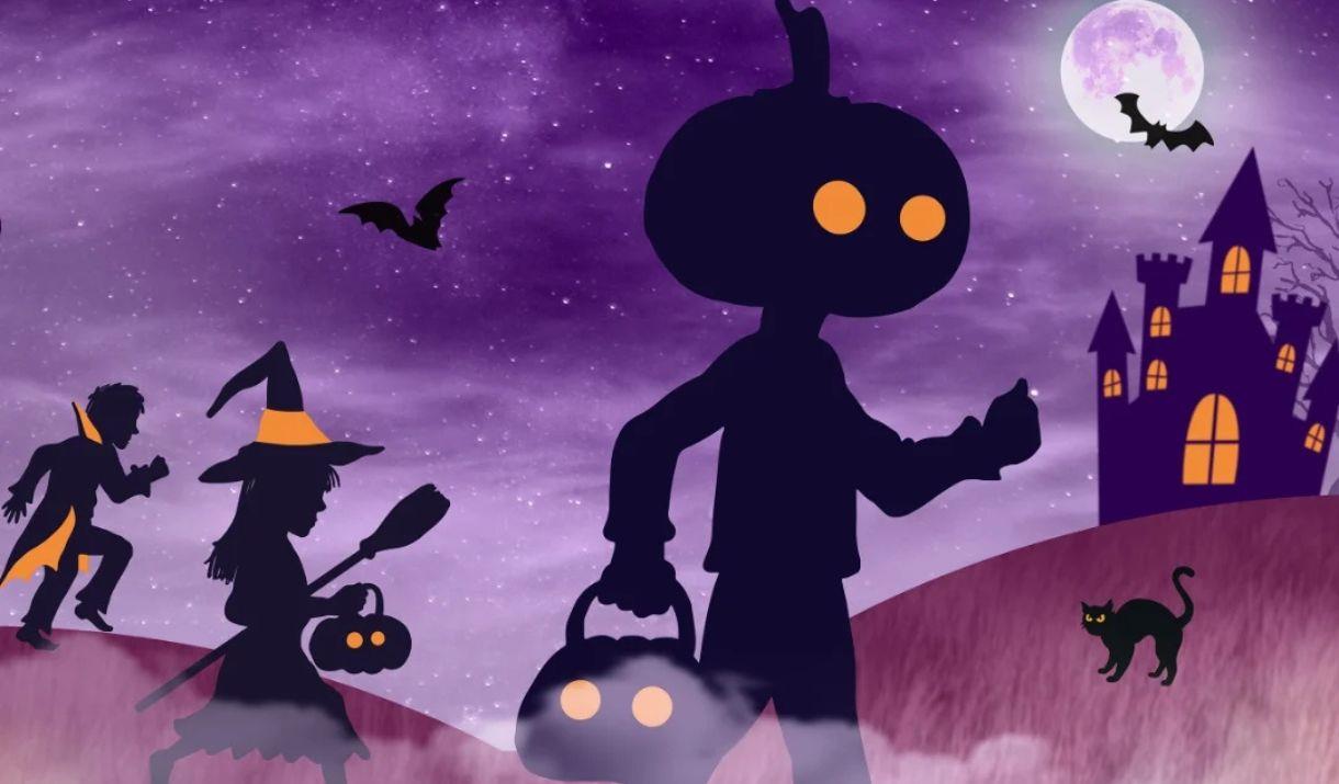 Gather your little monsters for a ghoulishly good day out at Eltham Palace this Halloween half term - Halloween illustration with children dressed up