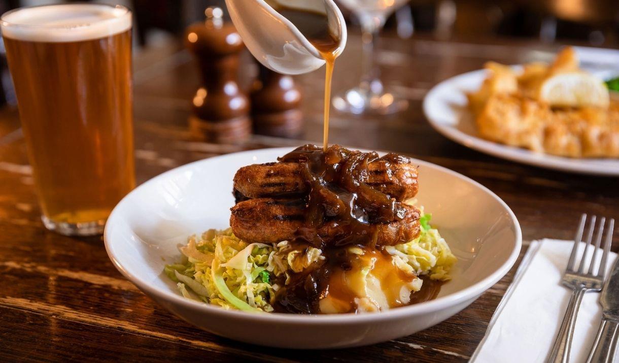 Gravy and Mash served at King's Arms pub in Greenwich.