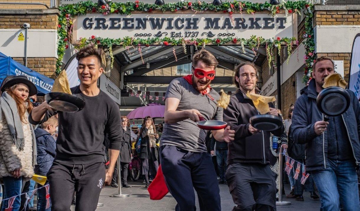 Make your way to Greenwich Market for some flippin’ good pancake races!