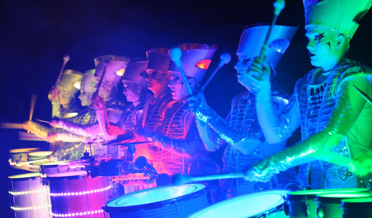 LED drummers Spark! perform in General Gordon Square, Woolwich