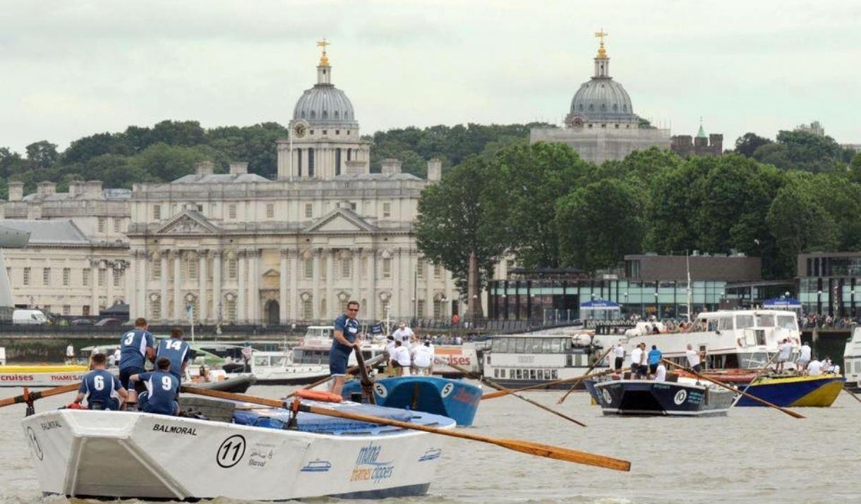 The apprentice race covers 7 miles of river from Greenwich Reach to Westminster Bridge.