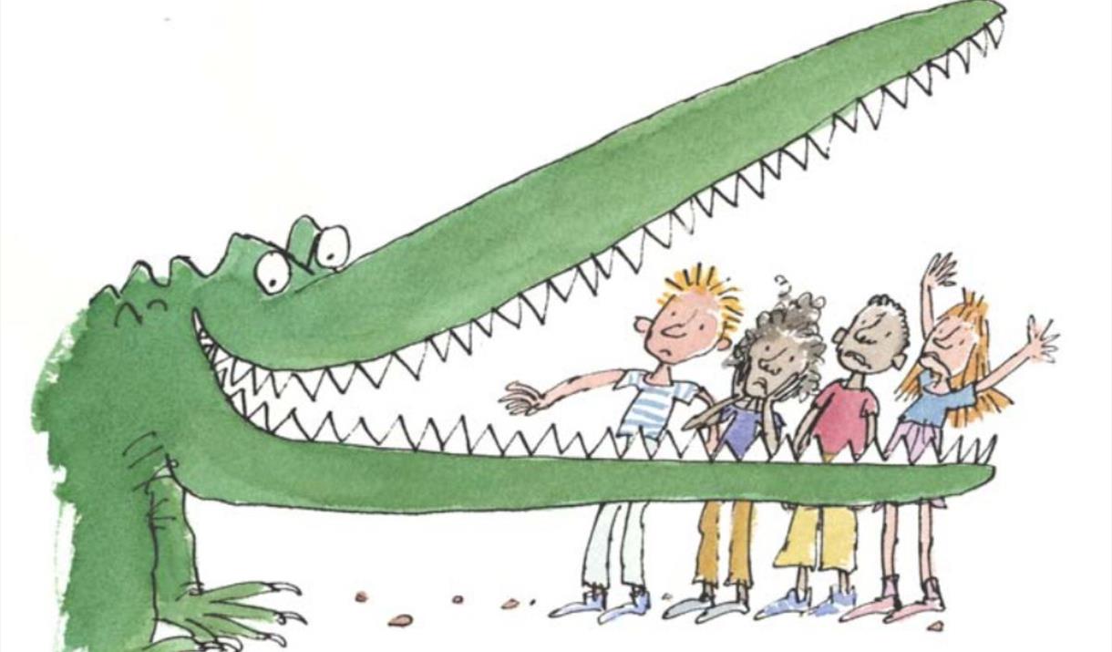 Make a colourful, enormous (but friendly!) crocodile painting inspired by the books by Roald Dahl and Quentin Blake