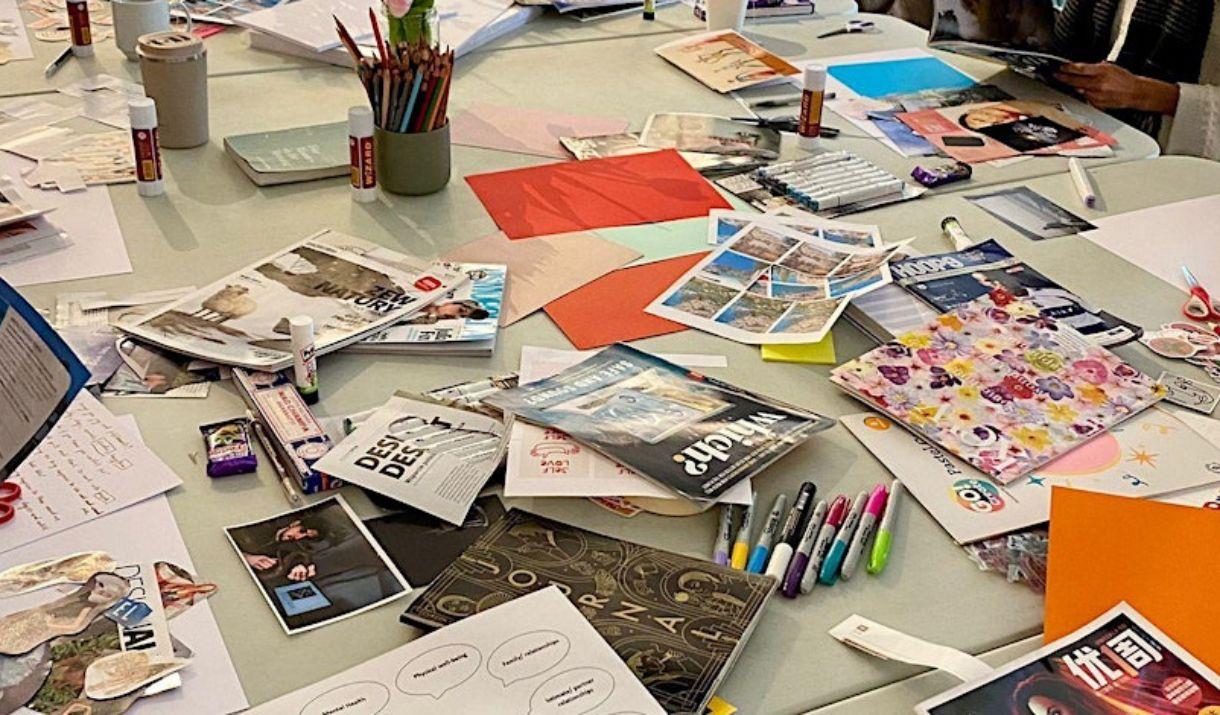 A transformative Vision Board Creation Workshop with Art Therapist Violeta Camarero, and trainee psychotherapist and meditation facilitator Cara Stims