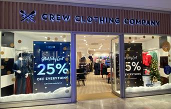 Outside Crew Clothing at The O2. A Stylish shop filled with a great selection of clothing.