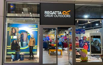 Outside Regatta Great Outdoors. A stylish and stock filled shop.