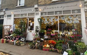 Outside Karen Woolven Flowers in Greenwich. A stunning shop filled with amazing flowers inside and out.