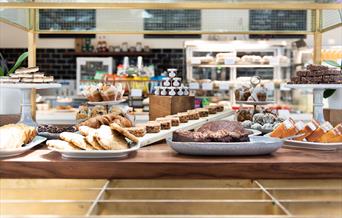 Inside the Cutty Sark Café, showing a room filled with delicious snacks.