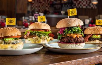 A selection of GBKs gourmet burgers.