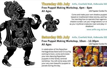 Come and make your own shadow puppets based on traditional Indian stories