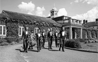 The image of musicians of the Royal Air Force returning to Charlton House