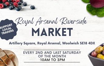 Royal Arsenal Riverside hosts its very own Farmers' Market, providing a range of locally sourced foods for residents and visitors to purchase on the d