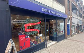 Neal's Yard Remedies Blackheath. Showing a stunning shopfront with a wide range of products inside.