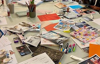 A transformative Vision Board Creation Workshop with Art Therapist Violeta Camarero, and trainee psychotherapist and meditation facilitator Cara Stims