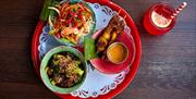 Summer Lunch Set Menu - Kale Tempura, Red Curry, Coconut Rice and Nam Dang Manao