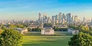 The view from the General Wolfe Statue at the top of the hill in Greenwich Park