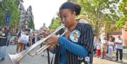 An annual day-long street brass festival and carnival of horns