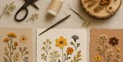 A seasonal art workshop exploring the mindful craft of pressed flowers, where you’ll learn to preserve blooms and create your own pressed flower artwo