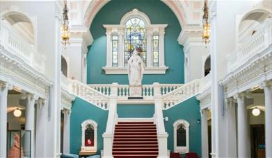 Looking up at the beautiful set up inside the Woolwich Town Hall.