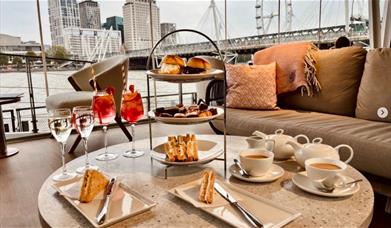 An elegant Afternoon Tea experience on the Thames at Clipper Lounge EMB, London’s riverside café bar on Embankment Pier