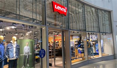 Outside Levi's at The O2. A Modern and stylish shop with a wonderful selection of clothing.