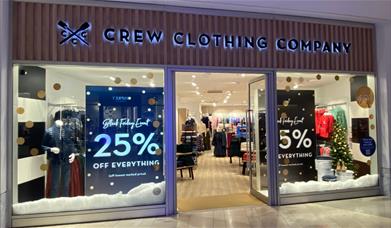 Outside Crew Clothing at The O2. A Stylish shop filled with a great selection of clothing.
