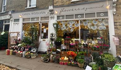 Outside Karen Woolven Flowers in Greenwich. A stunning shop filled with amazing flowers inside and out.
