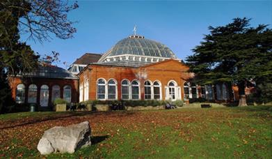 View of the Avery Hill Park - A botanic garden with a beautiful opulent glass domed roof