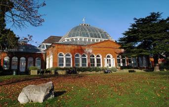 View of the Avery Hill Park - A botanic garden with a beautiful opulent glass domed roof