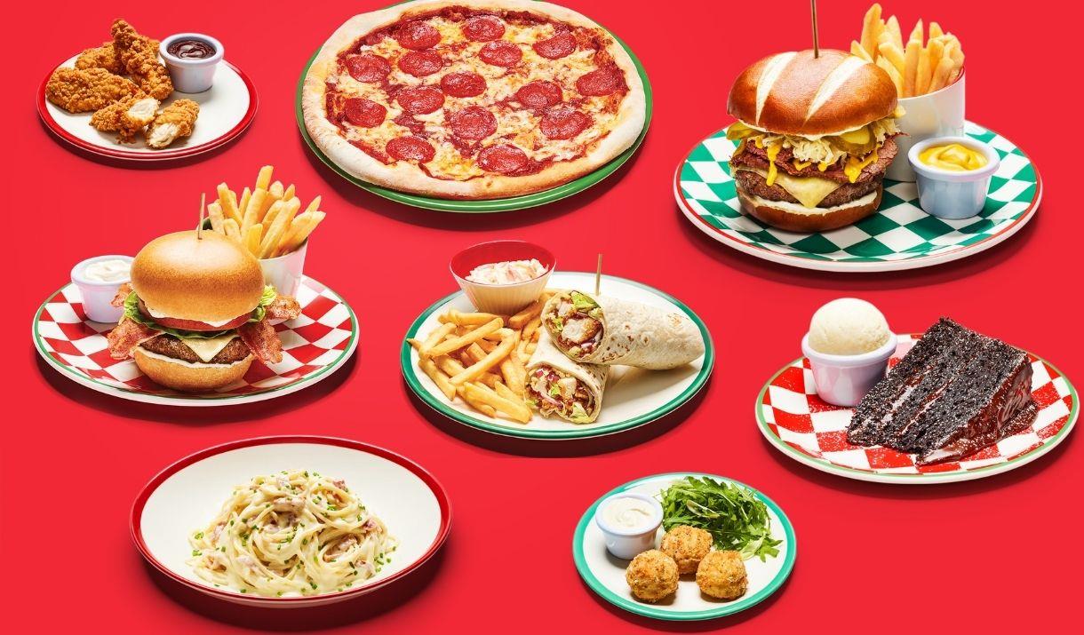 Frankie and Benny's serves Italian American cuisine including pizzas, pastas, burgers, chicken strips and more.