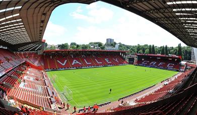 Looking down into Charlton Athletic ground, The Valley on a sunny day