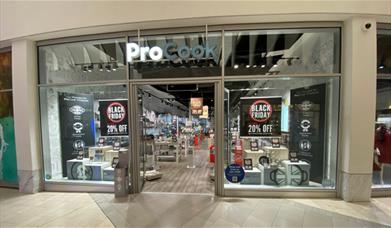 Outside ProCook at The O2. A modern looking shop with a huge selection of kitchenware.