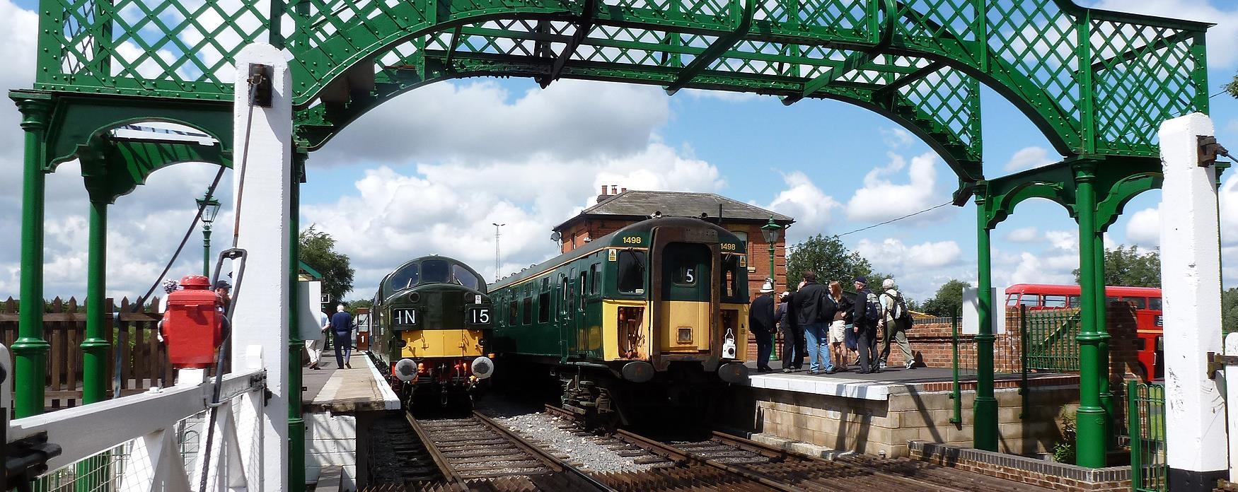 Epping Ongar Railway trains at the platform of North Weald Station in Epping Forest district