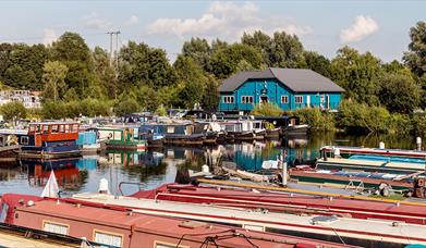 Roydon Marina Boathouse Cafe Bar overlooking the lake