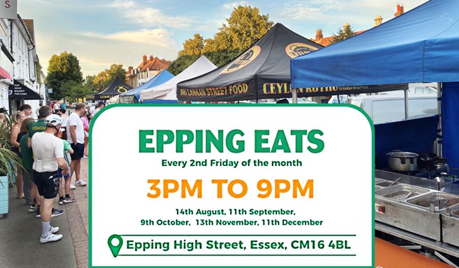 Epping Eats, street food in Epping High Street every 2nd Friday of the month.