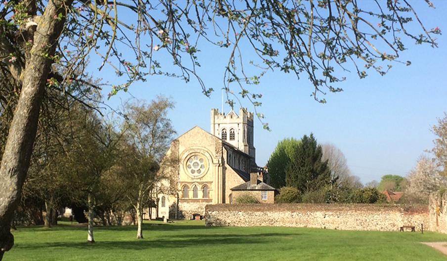 Waltham Abbey Church from the gardens