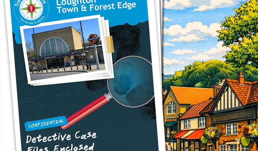 Copy of Loughton Treasure Trail front cover and artists design of Loughton Highroad