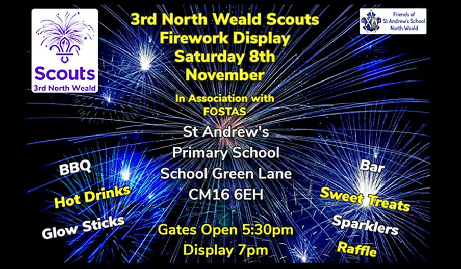 3rd North Weald Scouts / St Andrew's Primary School Firework Display 2025 on Saturday 8th November 2025