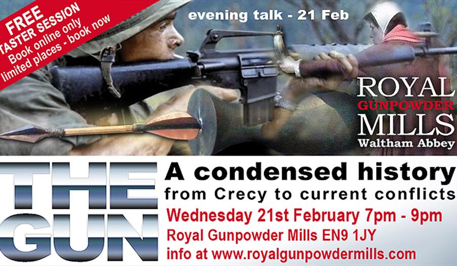 Free taster talk at the Royal Gunpowder Mills on the history of the gun.