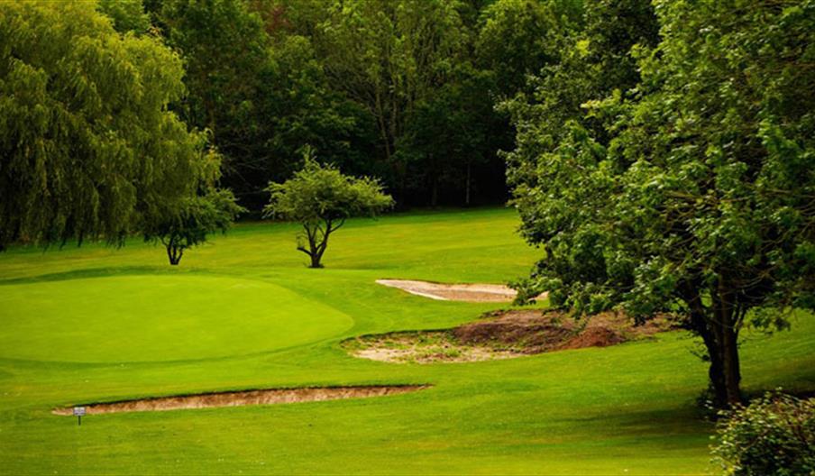 Theydon Bois Golf Club green and bunkers