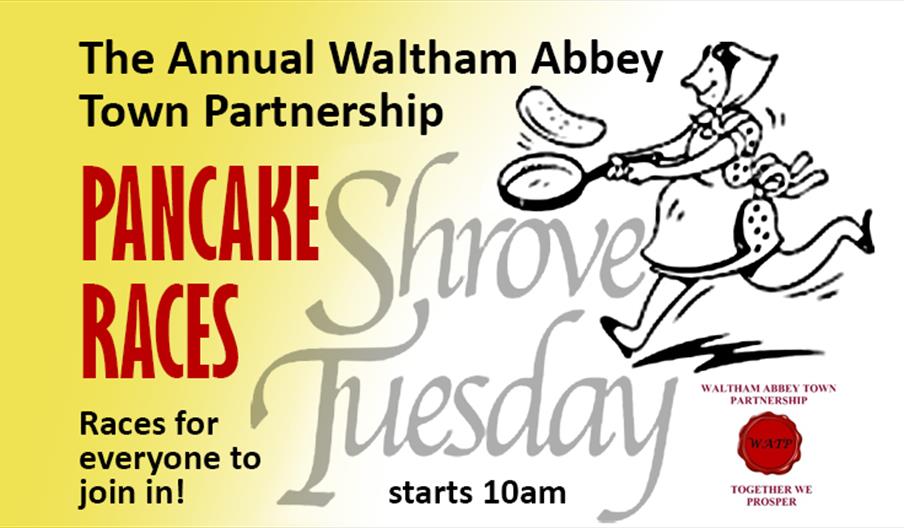 Waltham Abbey Town Partnership presents the annual Pancake Races on Shrove Tuesday 2023