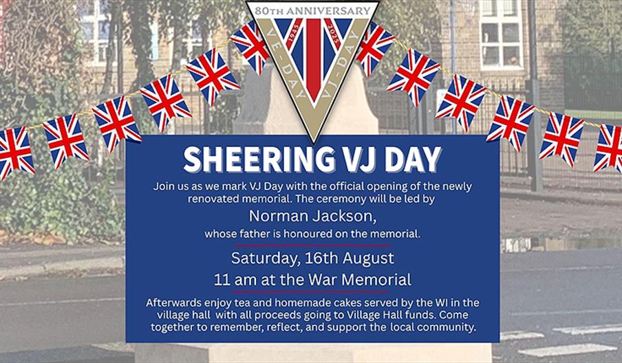 Sheering commemorations for the 80th anniversary of VJ Day at the War Memorial on August 16th at 11am