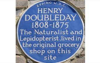 Henry Doubleday blue plaque in Buttercross Lane, Epping.