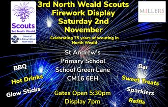 3rd North Weald Scouts firework display at St Andrew's School 2nd November 2024