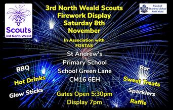 3rd North Weald Scouts / St Andrew's Primary School Firework Display 2025 on Saturday 8th November 2025
